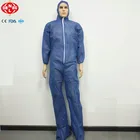 Dark Blue Disposable PP Polyethylene Coverall working uniform with hood, boot Factory Direct