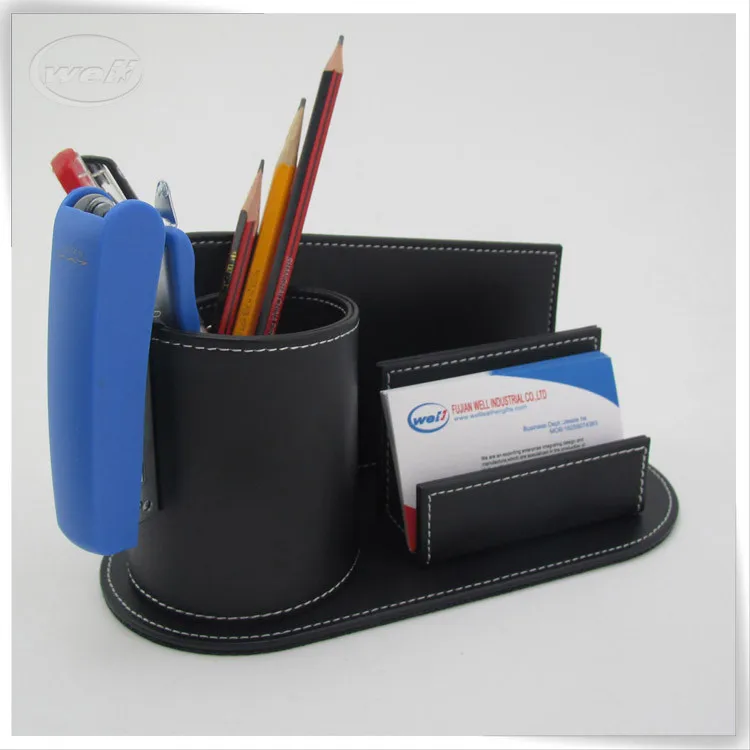 Handmade Desktop Decorative Desk Fancy Single Custom Leather Pen Holder