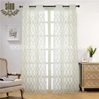 Ready made turkish curtains embroidery linen voile window curtain patterns