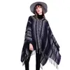 2019 spring oversize cashmere Knitting pattern thin alpaca poncho scarf for women with tassel