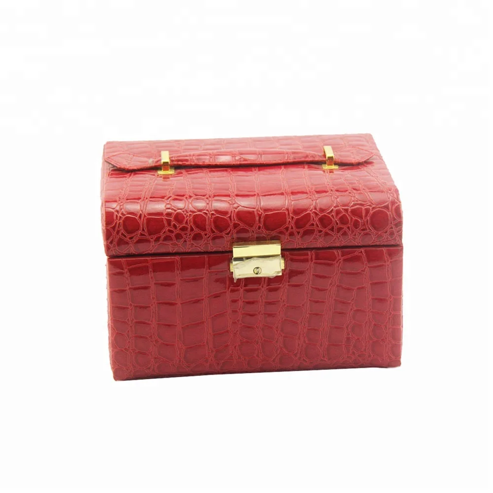 leather mdf wood gift box multifunction jewelry storage box case