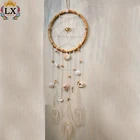 DLX-00036 sea style natural conch starfish dreamcatcher feather macrame cowire dream catcher with shell