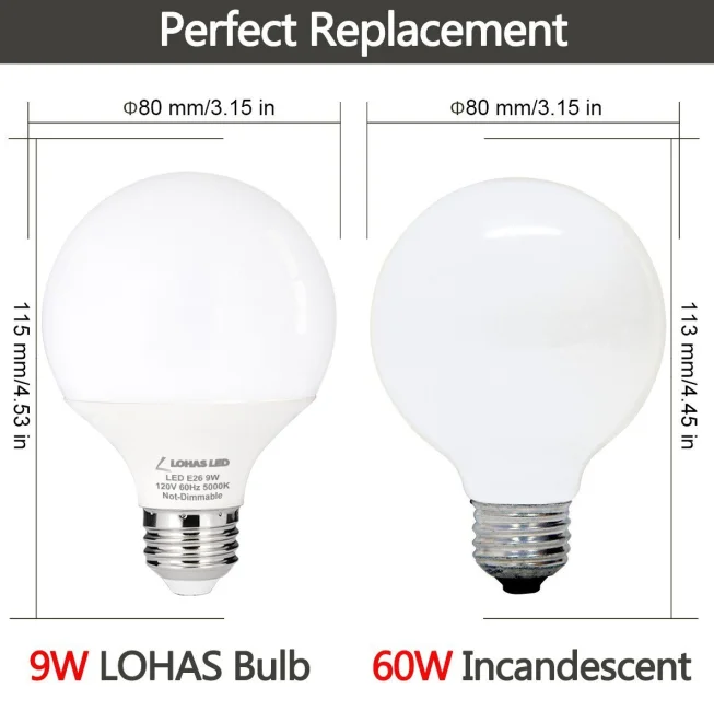 ul approval g25 led bulb 9w replace 60w halogen energy saving