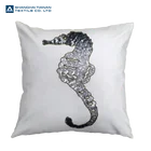 100% cotton canvas Matte Silver Sequin&Matte Silver Beading Outline home use decorative Pillow