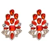 Kaimei fashion womens jewelry ruby sapphire alloy earring flowers glass stone stud indian earrings for women party 2018