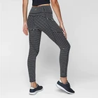 Wholesale private label mid-rise compression workout gym fitness women strip yoga legging with pockets