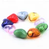 Wholesale Blown Glass Heart Hollow Beads with pinhole for Aroma Fragrance Scent Magic Metal Alloy Jewelry Necklace Pendant