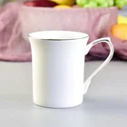 Promotional fine bone china Christmas gift sublimation gold rim and handle custom coffee mug