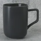 Sale 12oz Gray Matte and Glossy 2 Tone Color Ceramic Stoneware Square Shape Cappuccino Mugs Cups