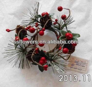 5cm artificial christmas flower polyfoam red berry and pinecone