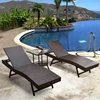 Outdoor Chaise Rattan Sun Lounger with Side Table
