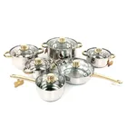 Best price of different type cookware set cooking pot 12 piece stainless steel cookware sets