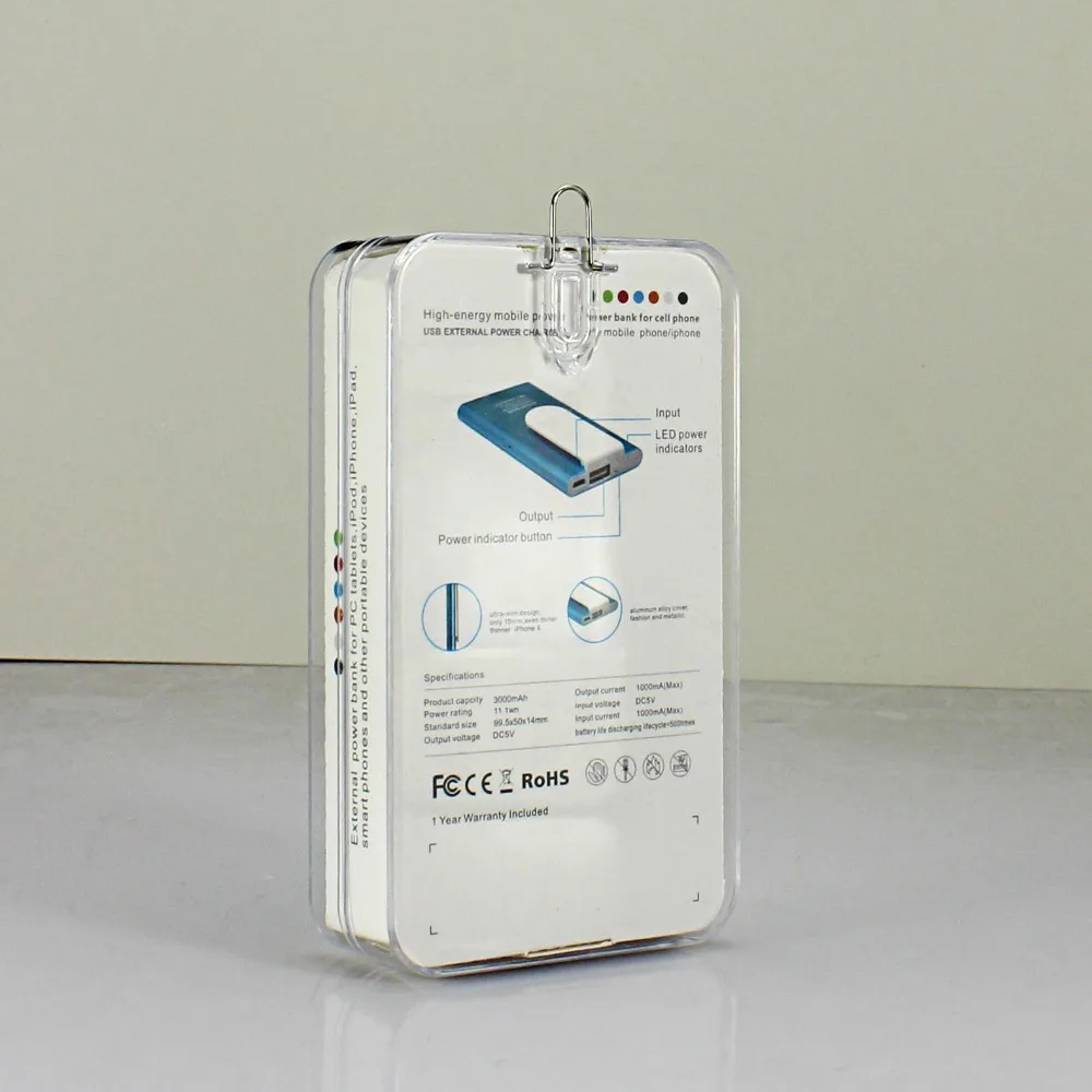 Small size Metal slim Power Bank 3000mah, with clip USB charger ,portable high quality laptop battery - ANKUX.COM