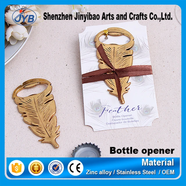 wedding gift golden leaf shape beer bottle opener custom metal