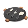 Black Slate Cheese Cutting Board With Acacia Wooden