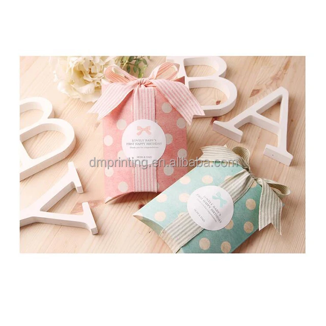 wholesale small gift packaging pink dot pillow box