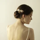 O831 Wholesale alloy leaves metal wedding hair comb fashion goody pearl bride hair comb wedding hair accessory
