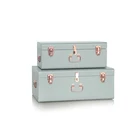 Set 2 Home Storage Rectangle Antique Metal trunk with buckle