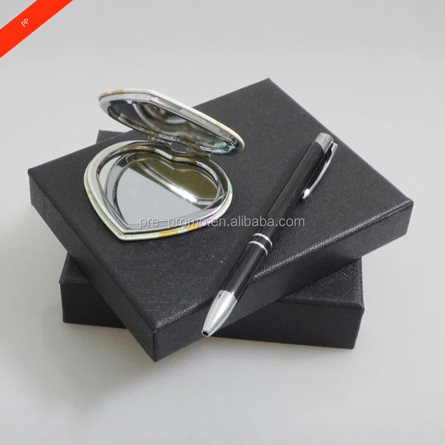 creative office lady gift set of heart mirror and pen