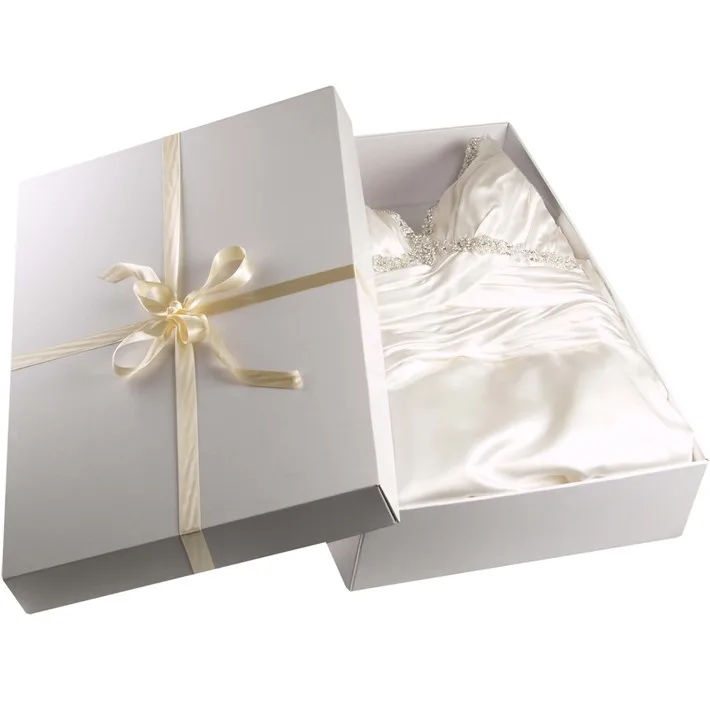 hot sell cardboard wedding dress packaging box with ribbon