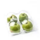 Plastic packaging tray disposable biodegradable with lid 4 pieces square PET apple fruit box