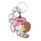 Hot Selling Custom Shaped Cute Rabbit Bear Kids Children Girl Boy Soft PVC Cartoon Figure Keychain