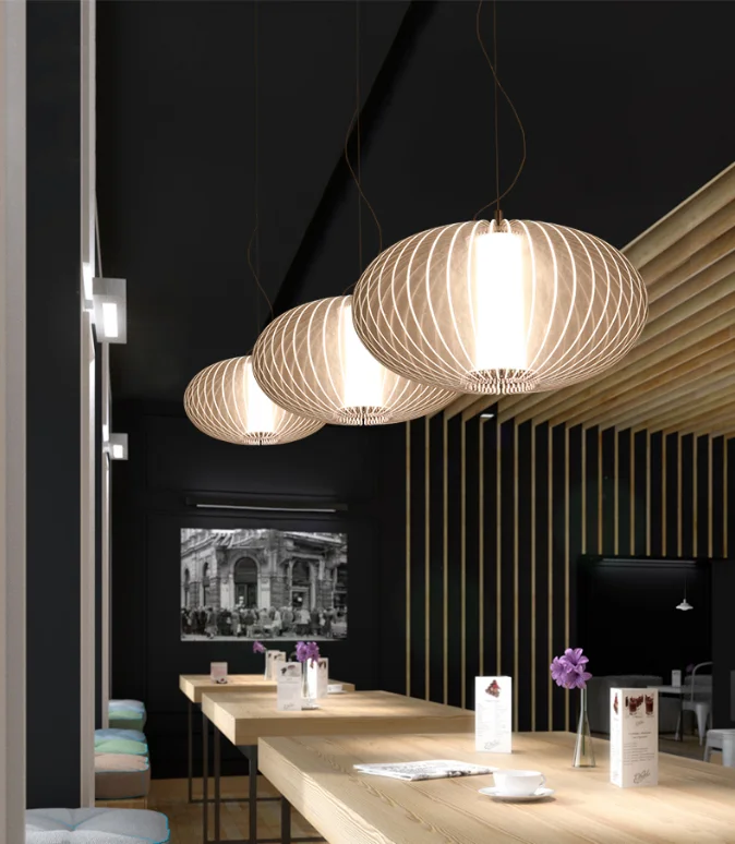 zhongshan dining room cafe Minimalist metal pendant lighting white round chandeliers