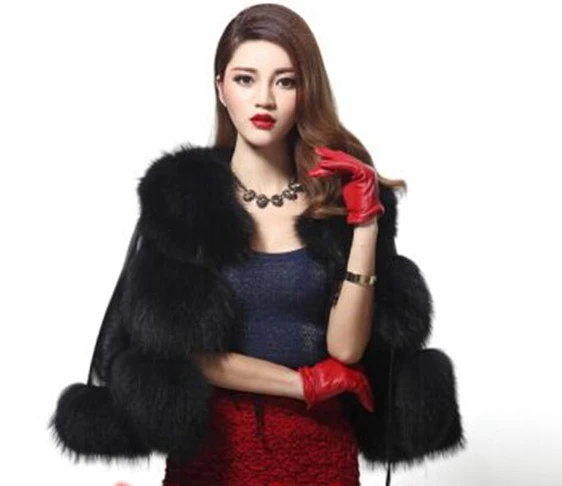 Luxury Women Faux Fox Fur PU Coat Full Sleeve O-Neck Outwear Snowsuits Winter Jackets Plus Size XXXL Parkas 2015 New TB1502S011