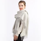 Wholesale soft women khaki solid color 100% cashmere stole shawls scarves