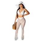 Women Crochet Bikini Mesh Swimsuit Tops + pants Suits Beach Cover Up Swimwear Biquini Tankini Beachwear clothing