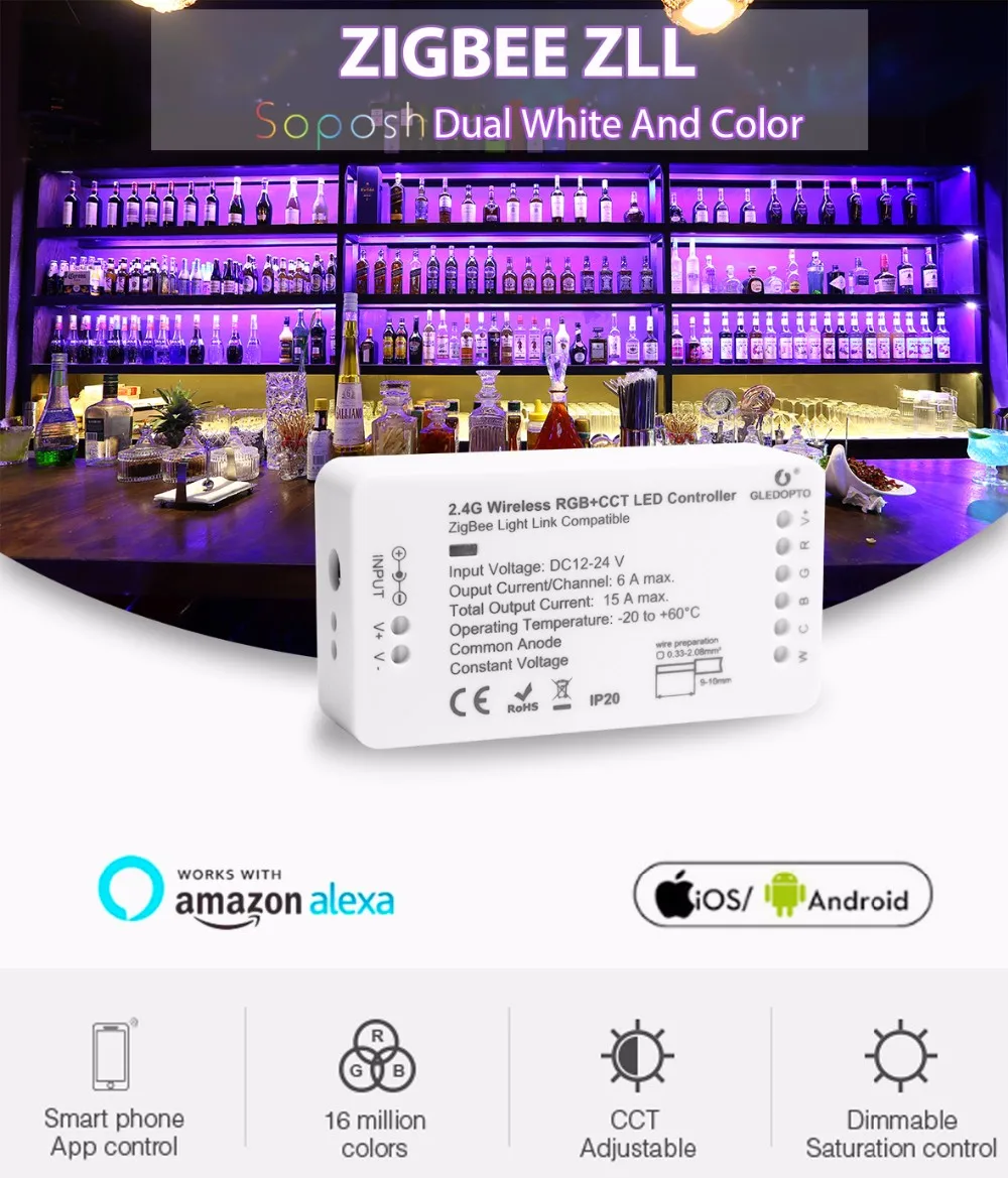 LED Single color/RGB/ RGBW/rGB+CCT led strip Wifi controller(support Home Net),remote control zigbee technology link glow light - ANKUX.COM