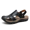 Summer comfortable black leather sandals