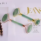 Double Tête Pointes Aventurine Jade Rouleau de Visage lifting Masseur De Soins De Beauté