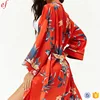 2019 New Design Women Floral Print Kimono Caftan Dress Top&Blouse For Sale With Customized Service