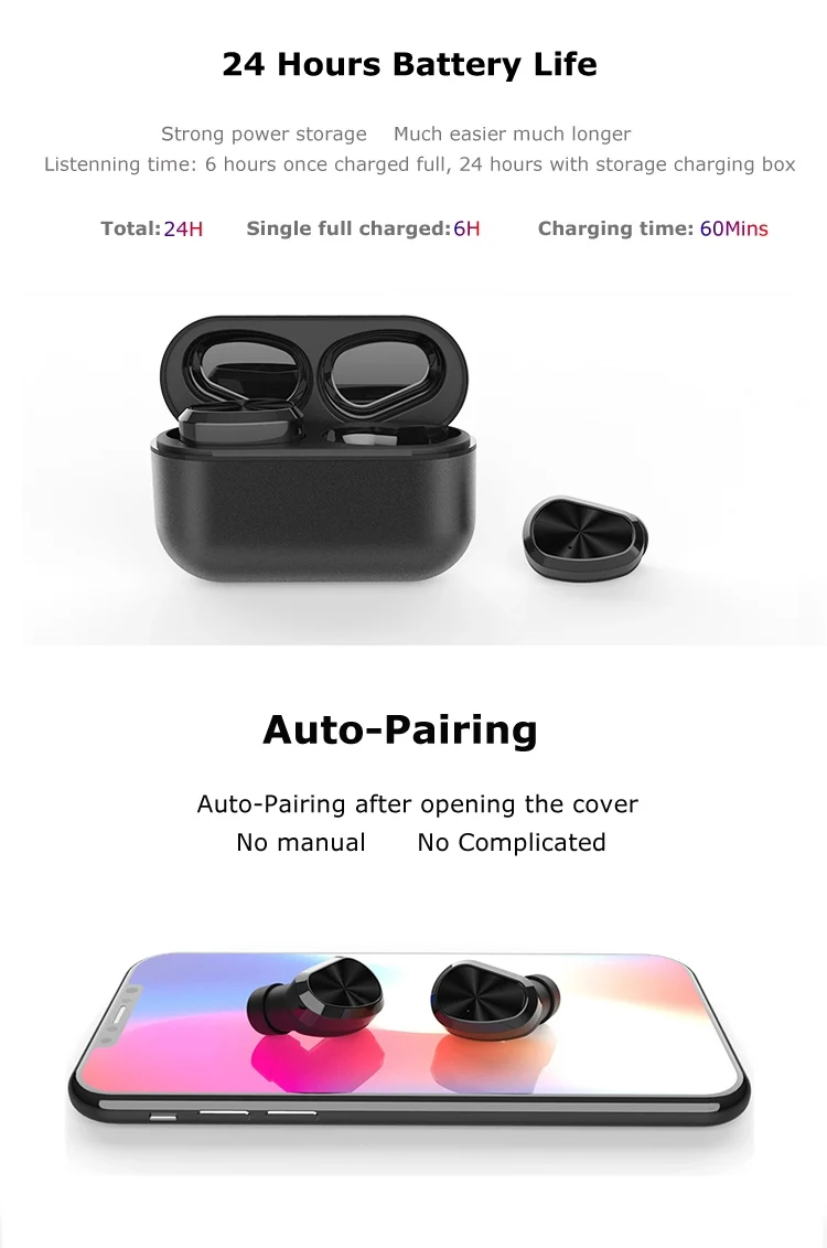 TWS bluetooth 5.0 IP67 waterproof wireless earbuds in-ear earphone - ANKUX.COM