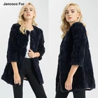 Women Real Rex Rabbit Fur Jacket Genuine Fur Coat Winter Warm Long Outerwear