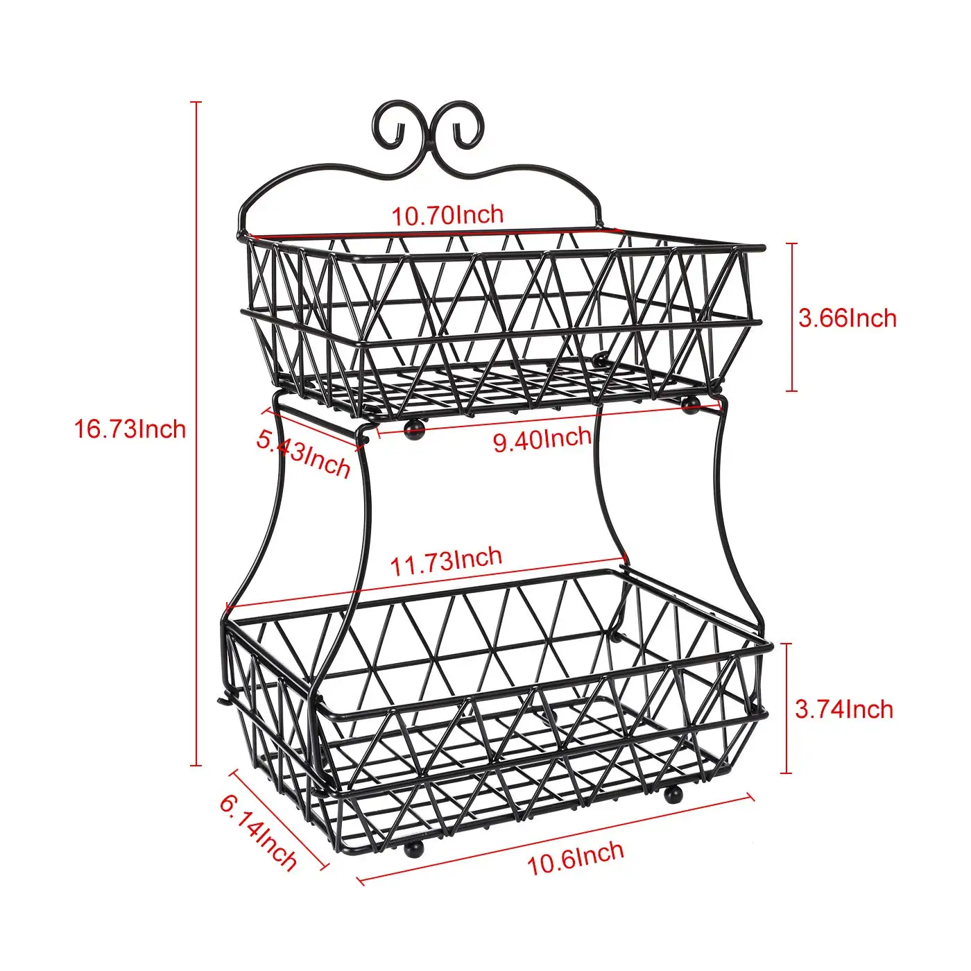 Home kitchen living room detachable multi-functional 2 tiers stainless steel fruit and vegetable basket