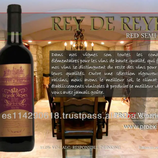 rey de reyes red semi dry wine 11 12x750ml