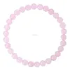 Fashion Rose Quartz Gemstone Bracelet 6 mm 7.5 Inch Precious Stone Jewelry