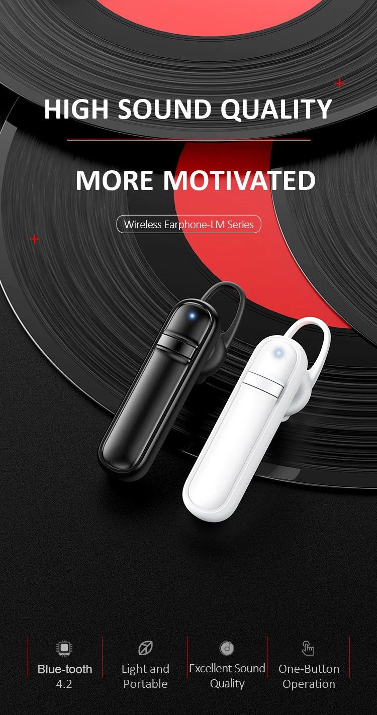USAMS US-LM001 LM Series Portable Mini Handfree V4.2 70mAh Earphone Wireless Earbuds - ANKUX.COM