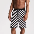 classic board shorts black white check mens beach short