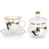 25pc 6pc Arabic 12pc Gold White Milk Tea Cup Sets Glass Saucers Tea Set