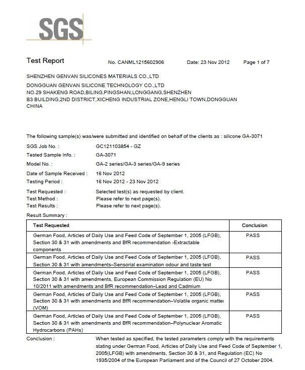 lfgb sgs transparent silicon rubber sheet 2012-11-23 2015-11