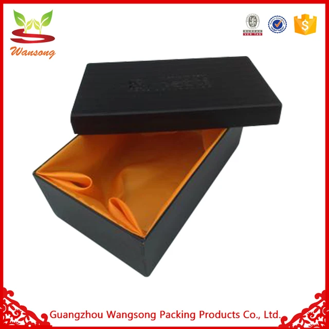 luxury brand black cardboard tie gift box with lid