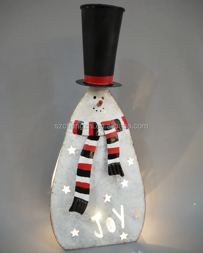 christmas gift decoration metal candle holder with snowman and