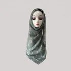Howmay muslim hijab scarf digital print custom shawl for Malaysia women square cotton hijab voile