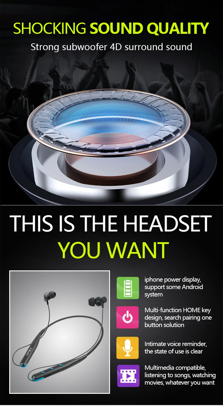 Sport Neckband Type Csr4.0 Wireless Headphones Earphone - ANKUX.COM