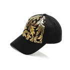 Cotton fabric 5 panel custom gold glitter print baseball cap
