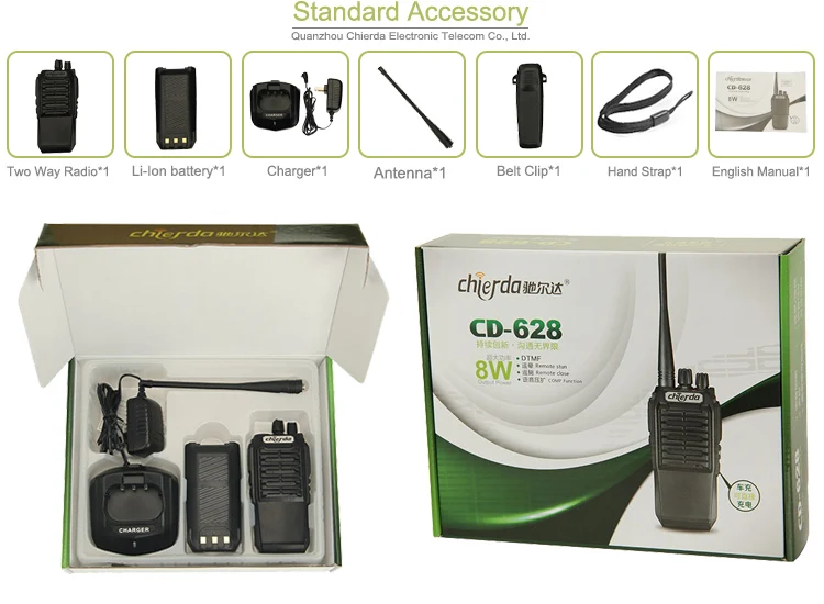 8 Watt High Power Police Scanner 150 MHz VHF 400 MHz UHF Handlichen Talkie CD-628 2 way radio - ANKUX.COM