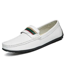 Best selling customize logo genuine leather high quality casual style flat men shoe,slip-on gentlemen shoes